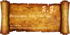 Rosinger Zétény névjegykártya
